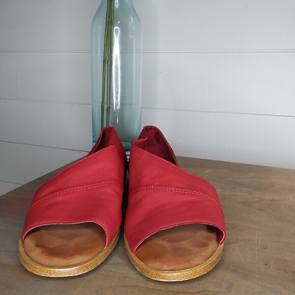 1.State Red Leather Celvin Slip On Open Almond Toe Sandals Size 10 - Picture 4 of 7